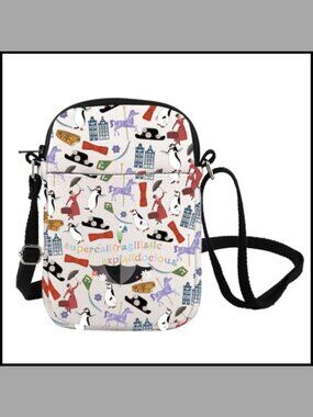 Crossbody Bag Polyester Musical Movie Theme Zip Shoulder Messenger Purse